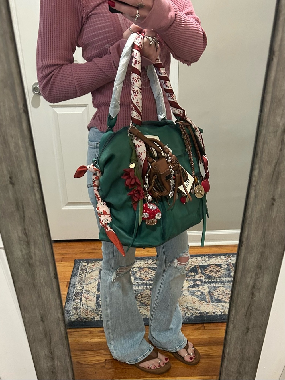 NWT We The Free Emerson Tote in Greenery With Charms and Scarves - Picture 12 of 16